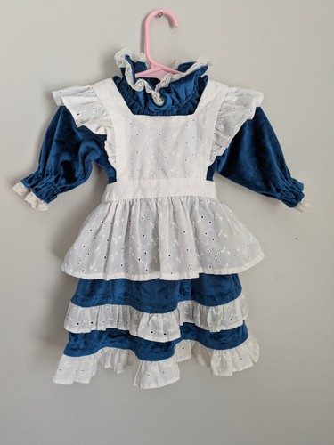 Vtg baby girl blue velour - baby,