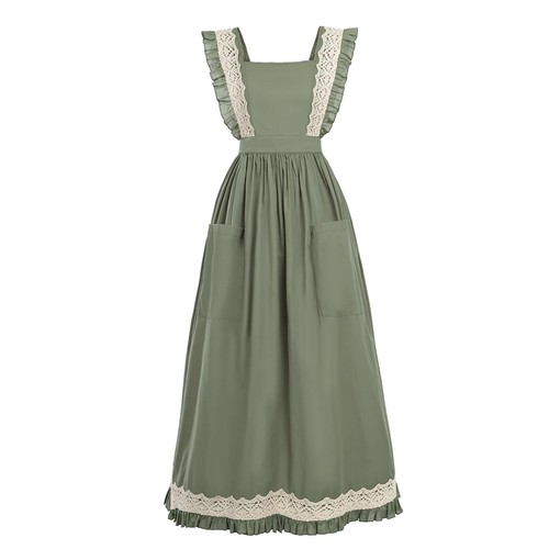 Vintage white ruffle - white, apron