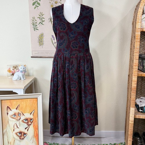Vintage paisley corduroy midi - vintage,