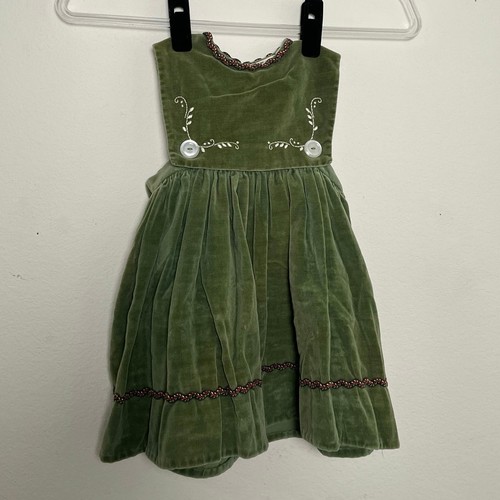 Vintage green velvet - vintage, pinafore