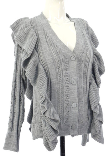 Ruffle knit cardigan - knit,